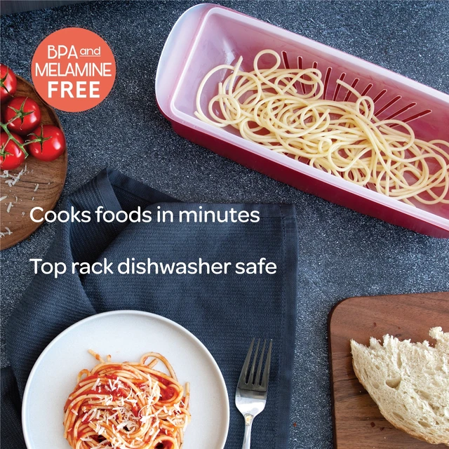 Alt view image 6 of 6 - Nordic Ware Microwave Plastic Pasta Cooker, Red, 12.5 x 4.4 x 5.6 in, 2 Pieces
