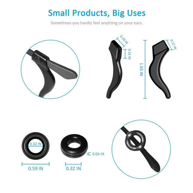 Alt view image 4 of 7 - 12 Pairs Mcyye Anti-Slip Silicone Ear Hooks Eyeglass Retainer for Kids Adults Sports Study Work