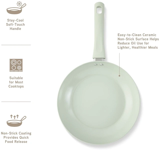 Alt view image 4 of 4 - Elements by Thyme & Table 9.5" Ceramic Non-Stick Fry Pan - Green