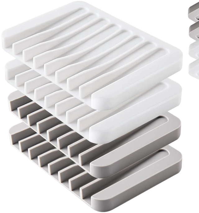 Main image of 4PCS Self-Draining Silicone Bar Soap Dish and Holders for Shower