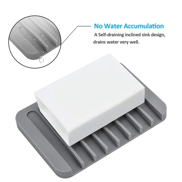 Alt view image 5 of 7 - 4PCS Self-Draining Silicone Bar Soap Dish and Holders for Shower