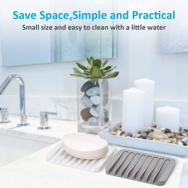 Alt view image 3 of 7 - 4PCS Self-Draining Silicone Bar Soap Dish and Holders for Shower