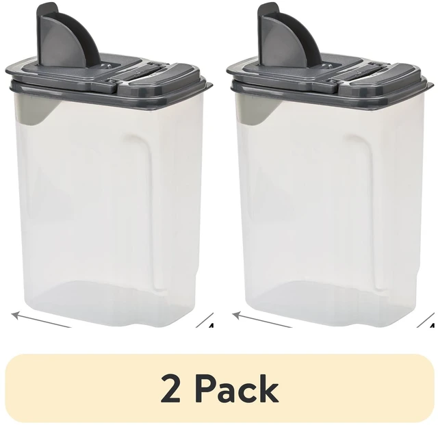 Main image of Mainstays 3.5qt Plastic All-Purpose Food Dispenser (2-Pack), Clear with Gray Lid, 7.5in x 3.75in x 9.25in