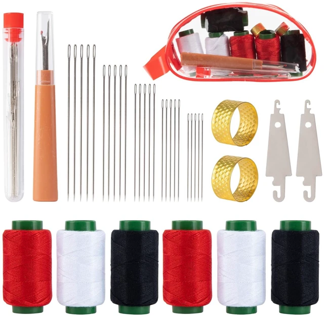 Main image of ZMLLAYE 37Pcs Big Eye Sewing Needles Set with Threader