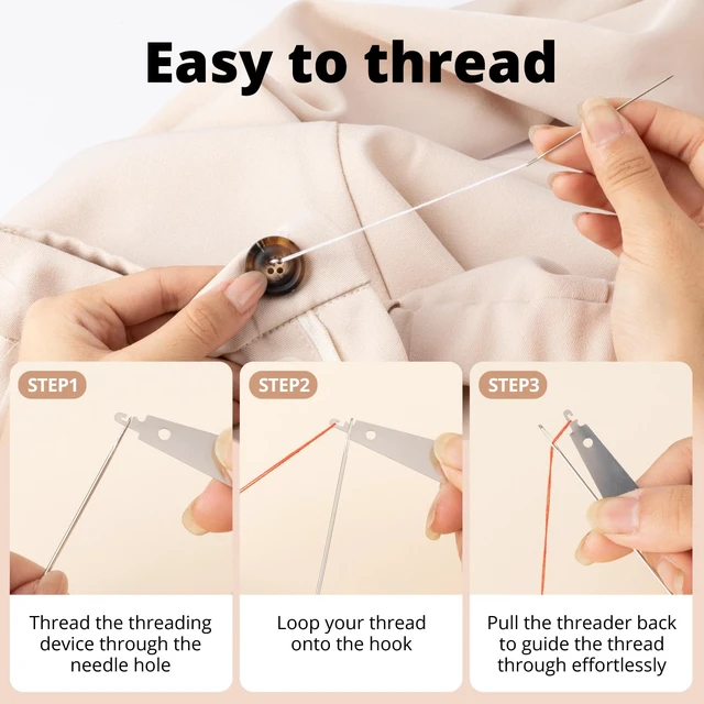 Alt view image 4 of 6 - ZMLLAYE 37Pcs Big Eye Sewing Needles Set with Threader