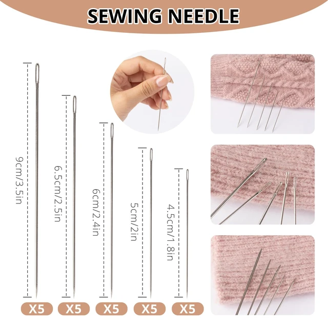 Alt view image 3 of 6 - ZMLLAYE 37Pcs Big Eye Sewing Needles Set with Threader