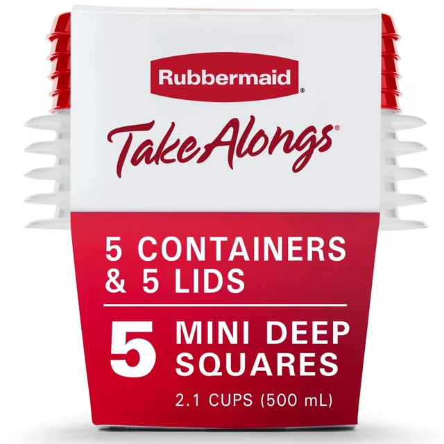 Alt view image 2 of 6 - Rubbermaid 2.1cups Clear Food Storage Container, 5-Pack