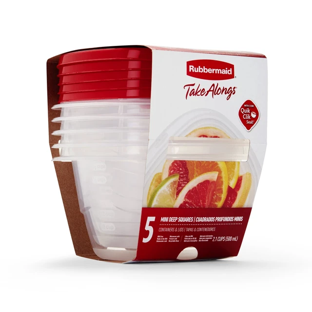 Alt view image 6 of 6 - Rubbermaid 2.1cups Clear Food Storage Container, 5-Pack