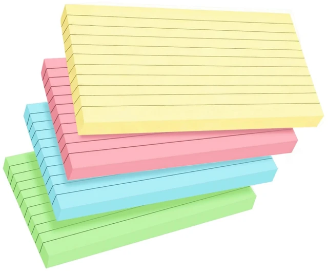 Main image of 200 Count Colored Ruled Index Cards 3x5 Inch, 4 Colors (25 Sheets Each), Portable Note Taking Cards for School Office Home