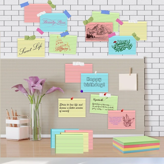 Alt view image 4 of 7 - 200 Count Colored Ruled Index Cards 3x5 Inch, 4 Colors (25 Sheets Each), Portable Note Taking Cards for School Office Home