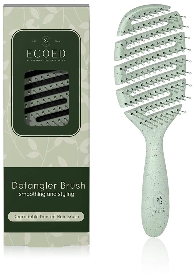 Main image of Soft Bristle Detangler Hairbrush, Quick Smoothing, Green