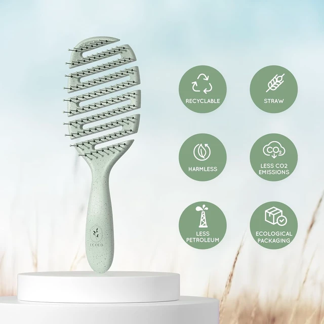 Alt view image 2 of 6 - Soft Bristle Detangler Hairbrush, Quick Smoothing, Green