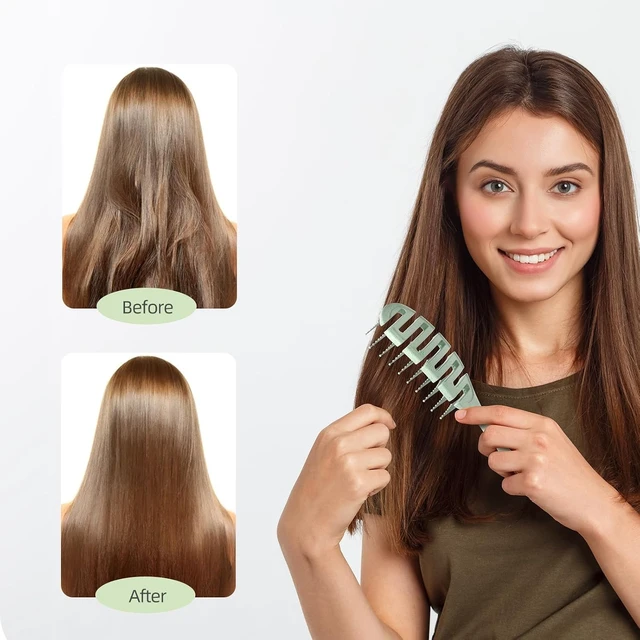 Alt view image 6 of 6 - Soft Bristle Detangler Hairbrush, Quick Smoothing, Green