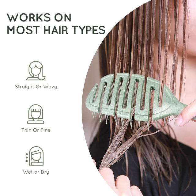 Alt view image 5 of 6 - Soft Bristle Detangler Hairbrush, Quick Smoothing, Green