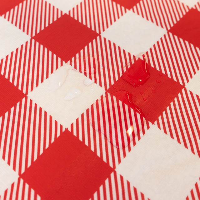 Alt view image 2 of 5 - Waverly Inspirations Elastic Fitted Vinyl Table Cover With Flannel Backing, Rectangle, 72in x 30in, Gingham Red, 1 Pack
