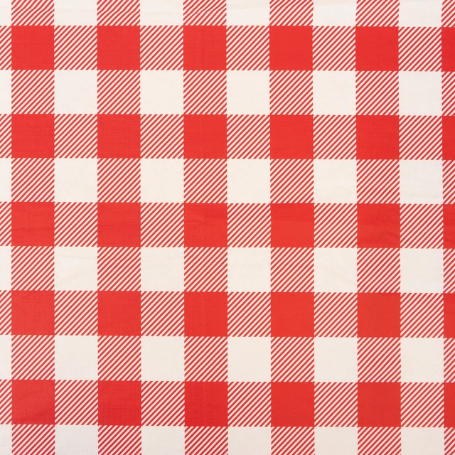 Alt view image 4 of 5 - Waverly Inspirations Elastic Fitted Vinyl Table Cover With Flannel Backing, Rectangle, 72in x 30in, Gingham Red, 1 Pack