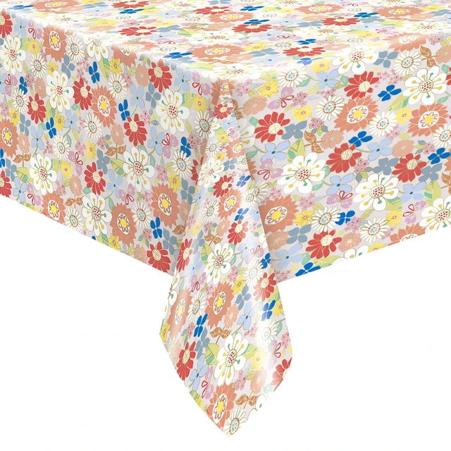 Alt view image 4 of 6 - Way To Celebrate Retro Daisy Foil Party Tablecloth, 2-Pack, 84in x 54in