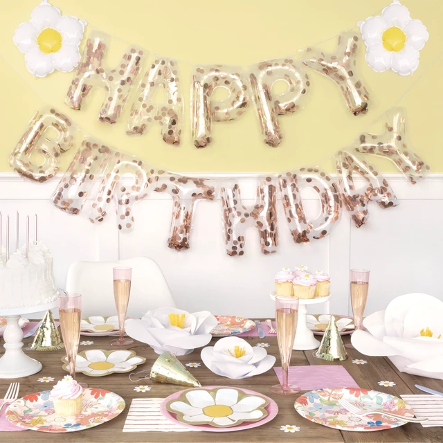 Alt view image 5 of 6 - Way To Celebrate Retro Daisy Foil Party Tablecloth, 2-Pack, 84in x 54in