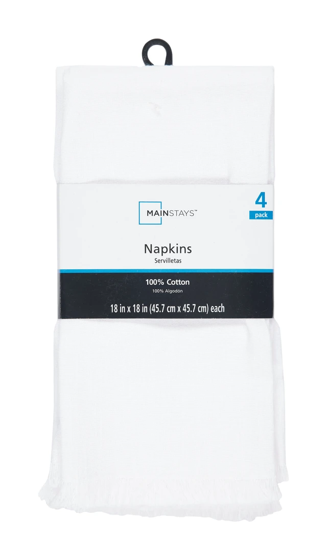 Alt view image 2 of 7 - Mainstays 4 Pack Solid White 100% Cotton Napkin Set 18" x 18"