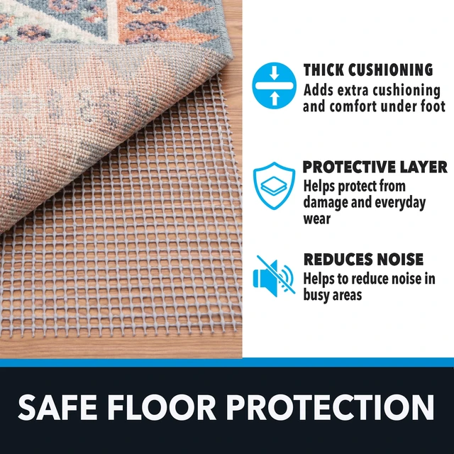 Alt view image 2 of 6 - Mainstays Non-Slip Rug Pad, Gray, 2' x 6'