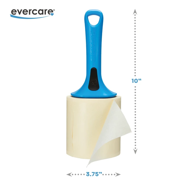 Alt view image 4 of 6 - Evercare Jumbo Lint Roller - 60 Sheets per Roll, Refillable, Super Sticky, All-Purpose Adhesive, X-Large Sheets, Pets, Clothing, Furniture, Crafts