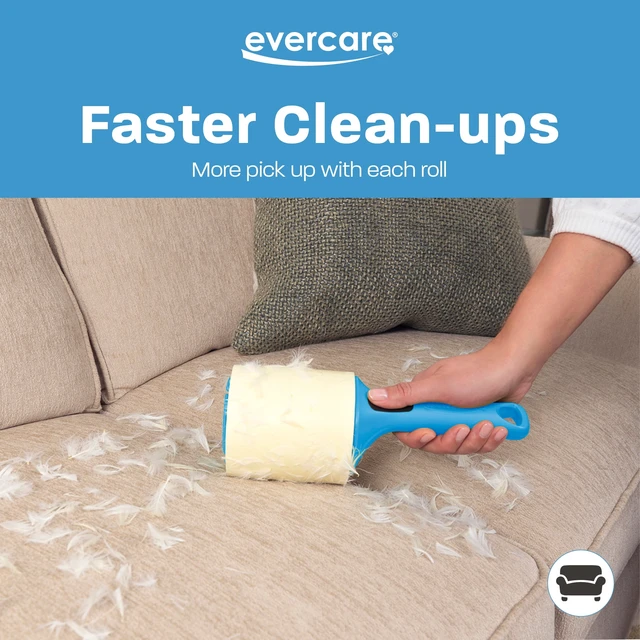 Alt view image 6 of 6 - Evercare Jumbo Lint Roller - 60 Sheets per Roll, Refillable, Super Sticky, All-Purpose Adhesive, X-Large Sheets, Pets, Clothing, Furniture, Crafts