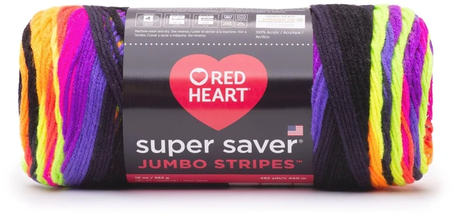 Main image of Red Heart Super Saver Jumbo #4 Medium Acrylic Yarn, Bright Stripe 10oz/283g, 482 Yards