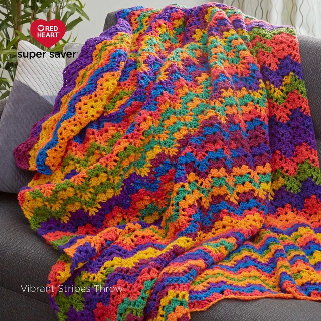 Alt view image 5 of 6 - Red Heart Super Saver Jumbo #4 Medium Acrylic Yarn, Bright Stripe 10oz/283g, 482 Yards