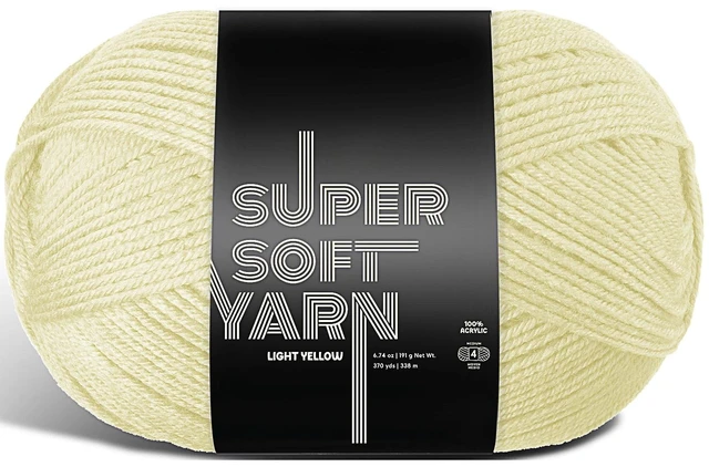 Main image of Craftbud Acrylic Yarn Worsted Medium #4 370 Yards Light Yellow for Crocheting and Knitting