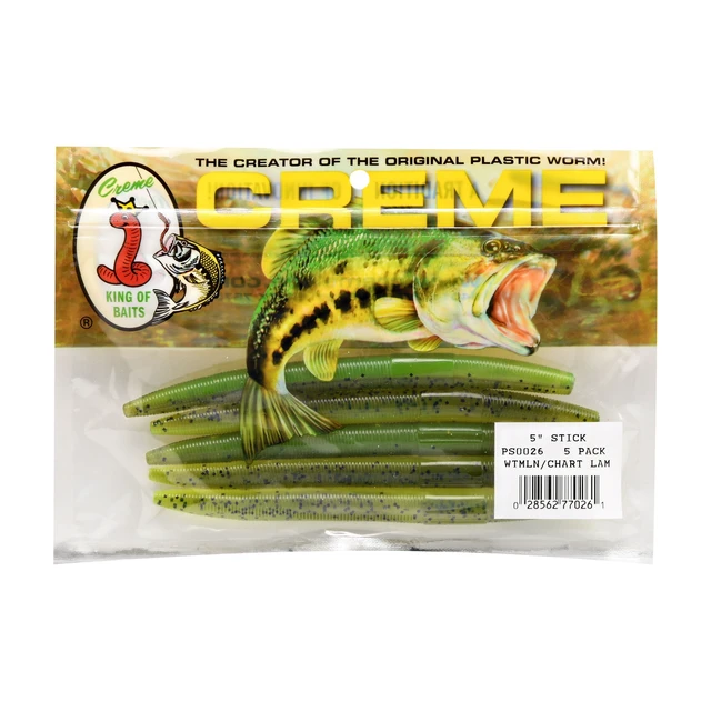 Alt view image 2 of 2 - Creme Lure Soft Stick Bait Fishing Lure for Bass, 4 Pack, 3-Count