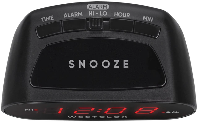 Alt view image 3 of 6 - Westclox Basic Black Digital Red LED Bedside/Desk Alarm Clock with Adjustable Hi/Lo Alarm Volume and Snooze