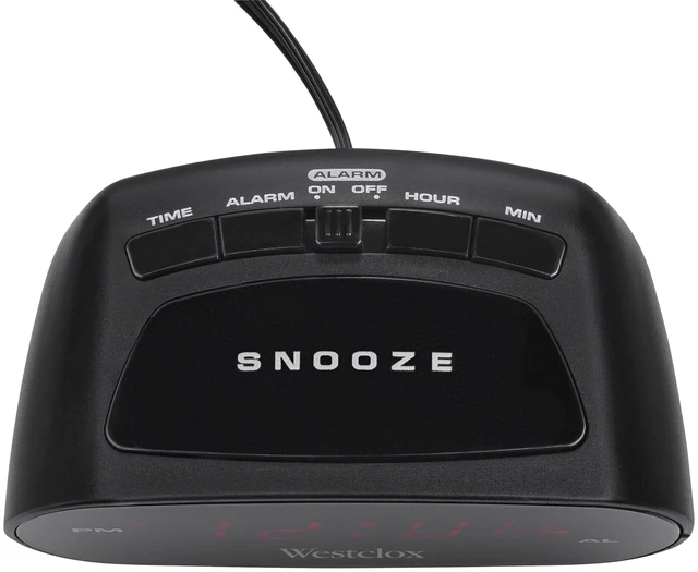 Alt view image 5 of 6 - Westclox Basic Black Digital Red LED Bedside/Desk Alarm Clock with Adjustable Hi/Lo Alarm Volume and Snooze