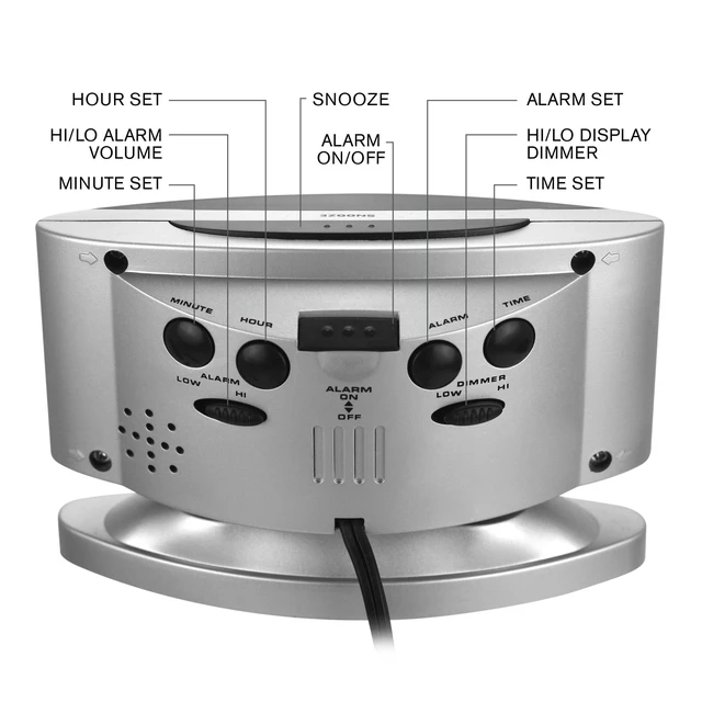 Alt view image 7 of 7 - Sharp SPC033D LED Digital Alarm Clock with Swivel Base, Silver Case, Red Display