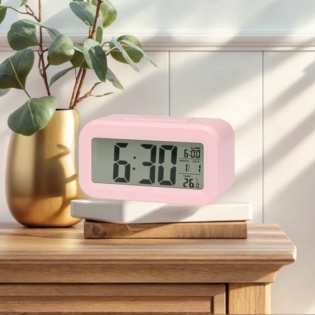 Alt view image 2 of 6 - Unique Bargains Small Digital Alarm Clock for Bedroom Deep Sleepers Pink
