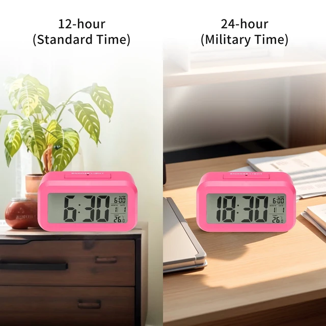 Alt view image 4 of 6 - Unique Bargains Small Digital Alarm Clock for Bedroom Deep Sleepers Pink