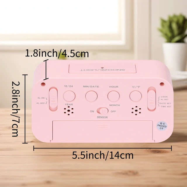 Alt view image 6 of 6 - Unique Bargains Small Digital Alarm Clock for Bedroom Deep Sleepers Pink