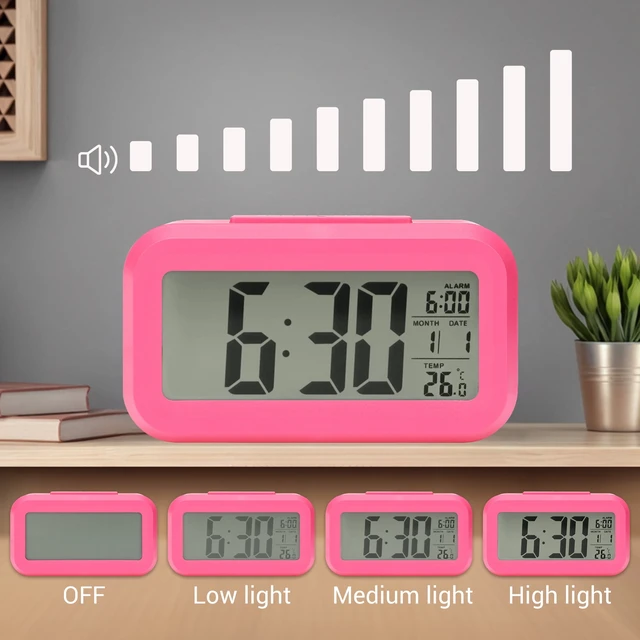 Alt view image 5 of 6 - Unique Bargains Small Digital Alarm Clock for Bedroom Deep Sleepers Pink