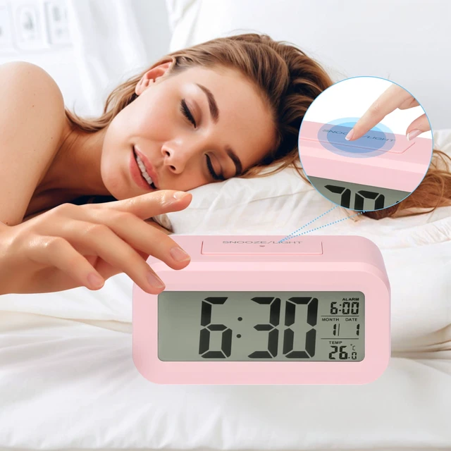 Alt view image 3 of 6 - Unique Bargains Small Digital Alarm Clock for Bedroom Deep Sleepers Pink