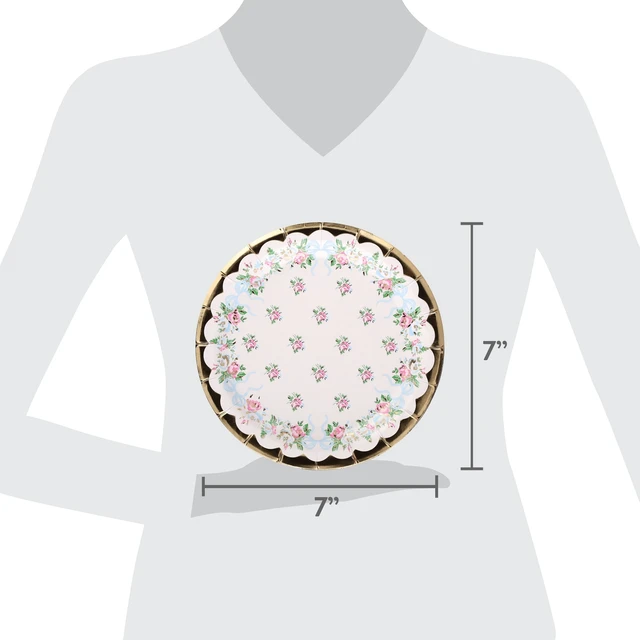 Alt view image 2 of 7 - Disposable Paper Party Plates 7" Multicolor 10 Count by Way To Celebrate Flowers and Bows