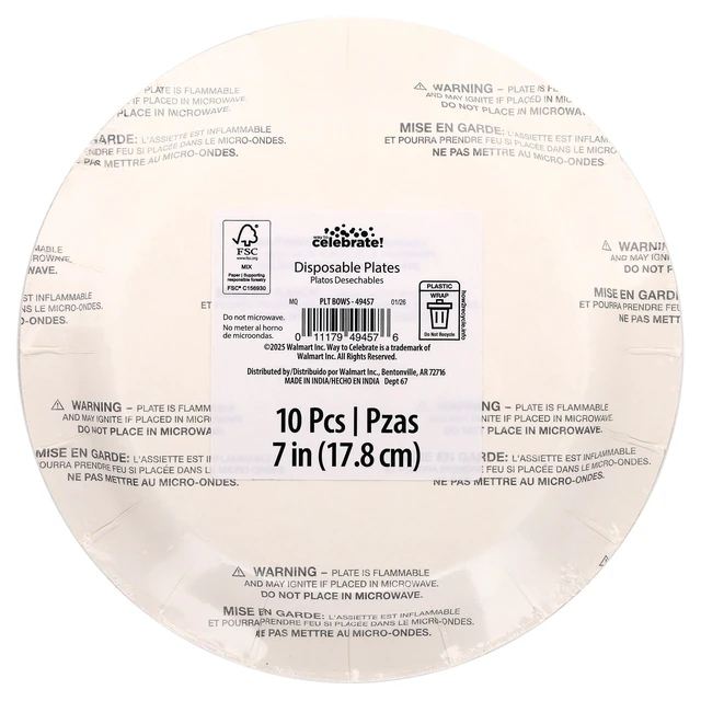 Alt view image 3 of 7 - Disposable Paper Party Plates 7" Multicolor 10 Count by Way To Celebrate Flowers and Bows