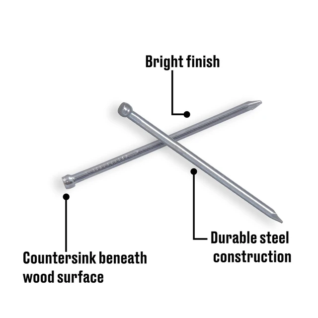 Alt view image 4 of 6 - Fas-n-tite Bright Wire Finishing Nails, 17 x 1", Steel, Silver, 4-Pack
