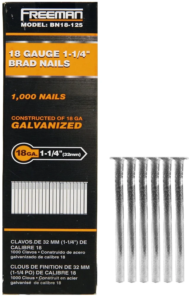 Main image of Freeman 18-Gauge 1-1/4" Glue Collated Brad Nails (1000 Count)