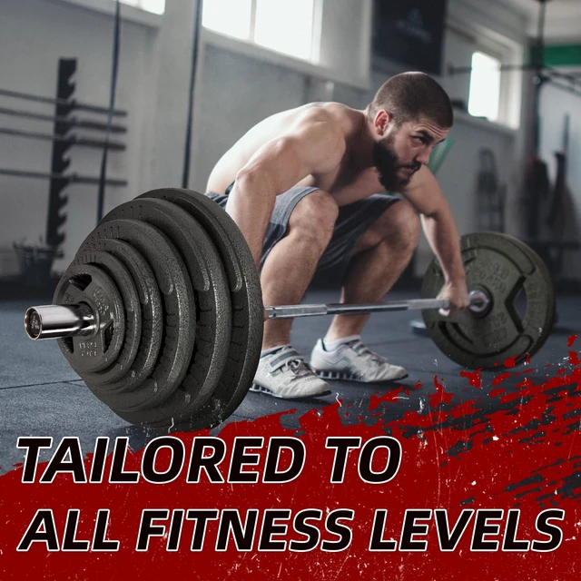 Alt view image 7 of 7 - Signature Fitness Cast Iron Weight Plates, Fits 2-Inch Barbell, Multiple Sizes