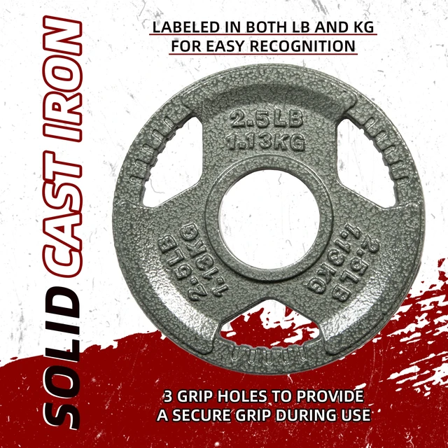 Alt view image 3 of 7 - Signature Fitness Cast Iron Weight Plates, Fits 2-Inch Barbell, Multiple Sizes