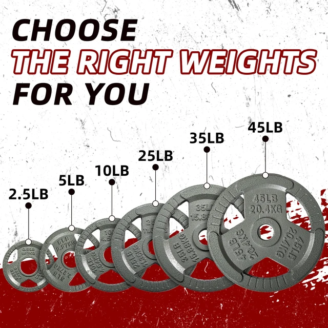 Alt view image 5 of 7 - Signature Fitness Cast Iron Weight Plates, Fits 2-Inch Barbell, Multiple Sizes
