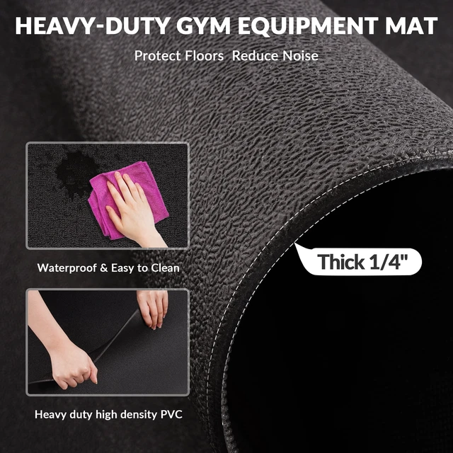 Alt view image 2 of 6 - Signature Fitness PVC Equipment Mat, Black, 4 Sizes, Protective Floor Mat for Treadmills, Exercise Bikes, Home Gym Equipment