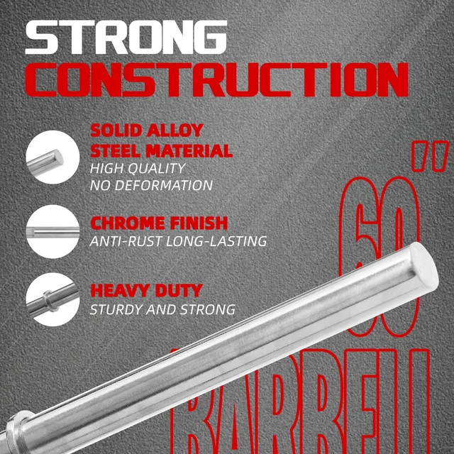 Alt view image 6 of 6 - Signature Fitness Olympic Barbell, Straight Alloy Steel, Silver Finish, 5/6/7FT Options