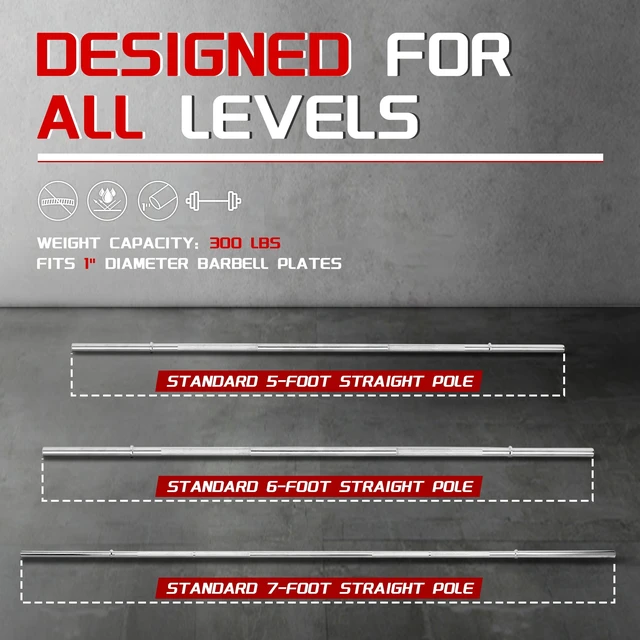 Alt view image 4 of 6 - Signature Fitness Olympic Barbell, Straight Alloy Steel, Silver Finish, 5/6/7FT Options