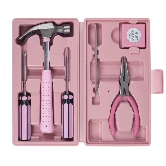 Alt view image 4 of 4 - Stalwart 7-Piece Pink Tool Set, Includes Hammer, Screwdriver Set, Pliers