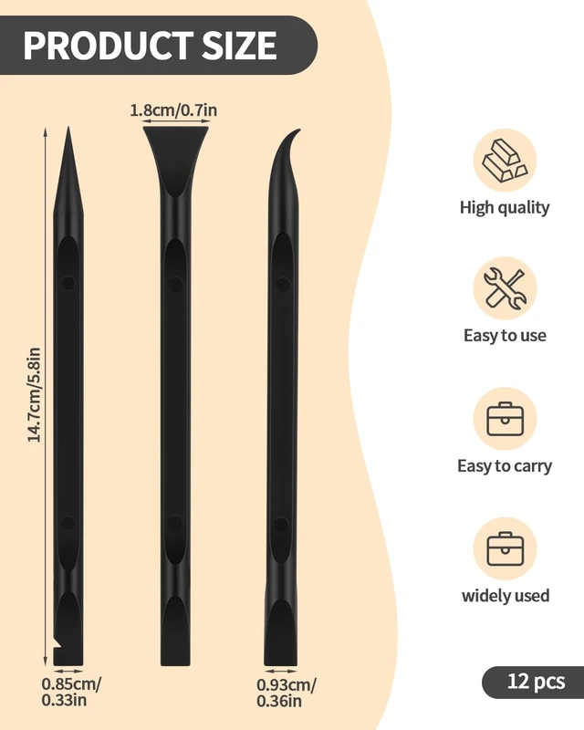 Alt view image 4 of 7 - 12PCS Carbon Fiber Plastic Scraper Tool, Non-Scratch Pen-Shaped Scraper for Tight Spaces, Multi-Purpose Label Scraper, Car Cleaning Supplies, Kitchen, Crevices, Stains (B